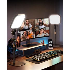 UBeesize Zoom Lighting for Computer, Video Conference Lighting for Video Calls, Desk Light with Stand and Phone Holder for Webcam, Home Office, Podcast, Online Meetings, Live Streaming（2 Pack