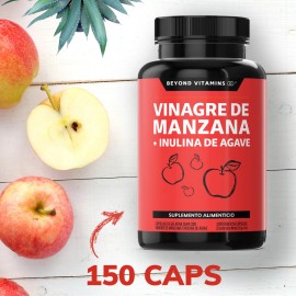 Vinagre De Manzana Con Inulina De Agave - 150 Cpsulas De 600 Mg Sin Saborizante Vitaminas Mujer Hombre - Candida Cleanse - Gomitas Vinagre Manzana