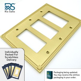 Rio Salto Sunken Pearl Vibrant Yellow Gold Triple Rocker Outlet Cover or Light Switch Cover Decorative Switch Plates Gold Wallplates Three Gang Decorator (3-gang Rocker)