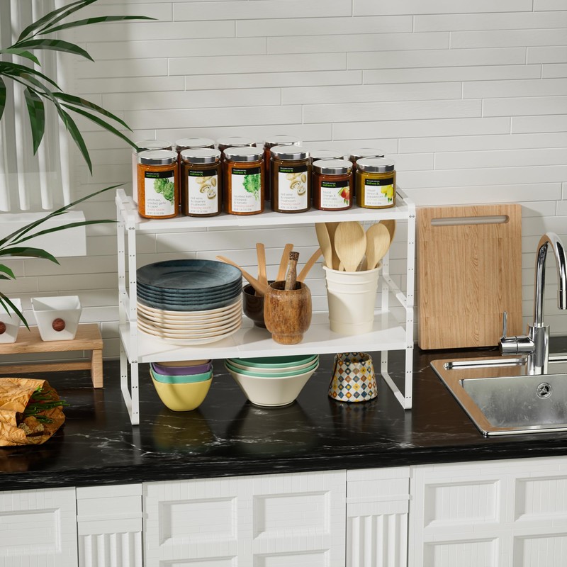 WEJIPP Cabinet Organizer Shelf Expandable Cabinet Space Rack Stackable Shelves