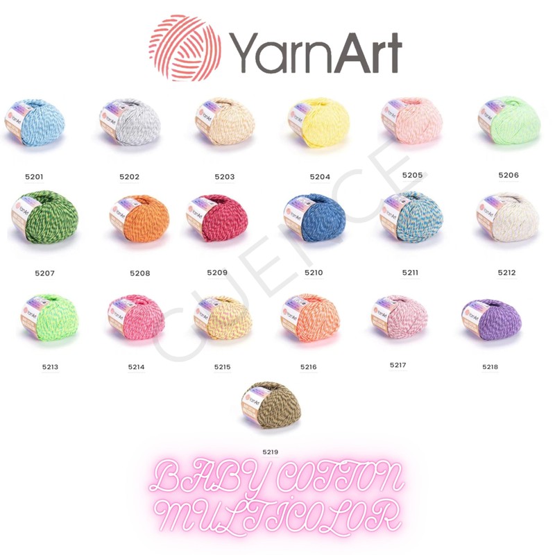 YarnArt - Hilo multicolor de algodón para bebé, 50% algodón,