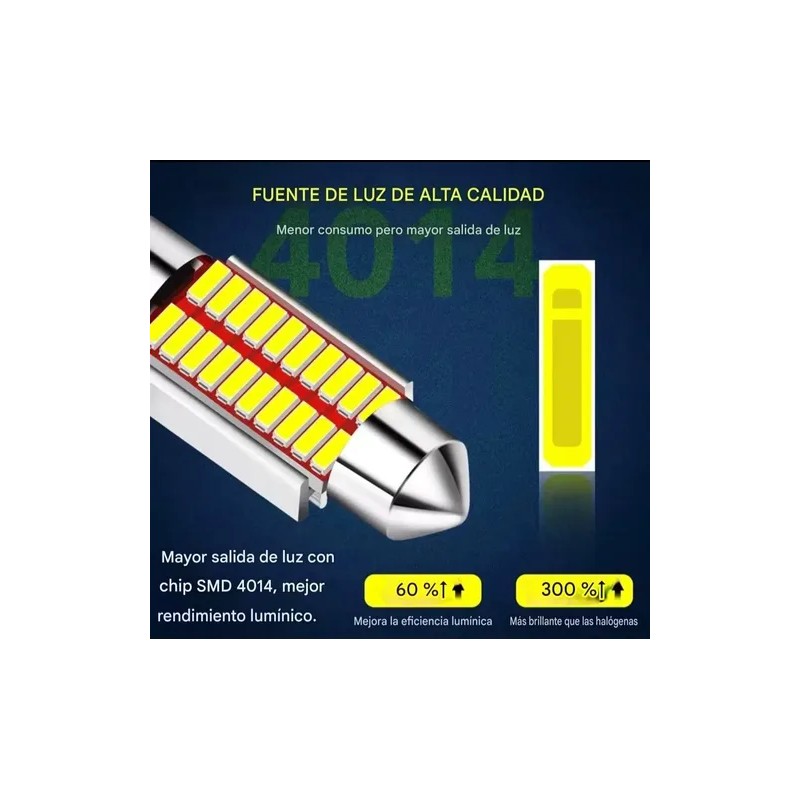 2 Pcs Led Festoon C5w Luz De Cortesia Placa Techo