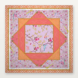 In-stock Inventory 160 Tiles American Mahjong Set with Striped Neoprene Mat Pink Green Ribbon Bow Acrylic 4-LayerColor: Orange Floral and Bird Mahjong Mat