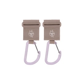 LÄSSIG Pram Attachment (2 Pieces) Velcro Carabiner Hook Carabiner Hook Pram Hook Shopping Hook Metal / Stroller Hooks with Carabiner Beige