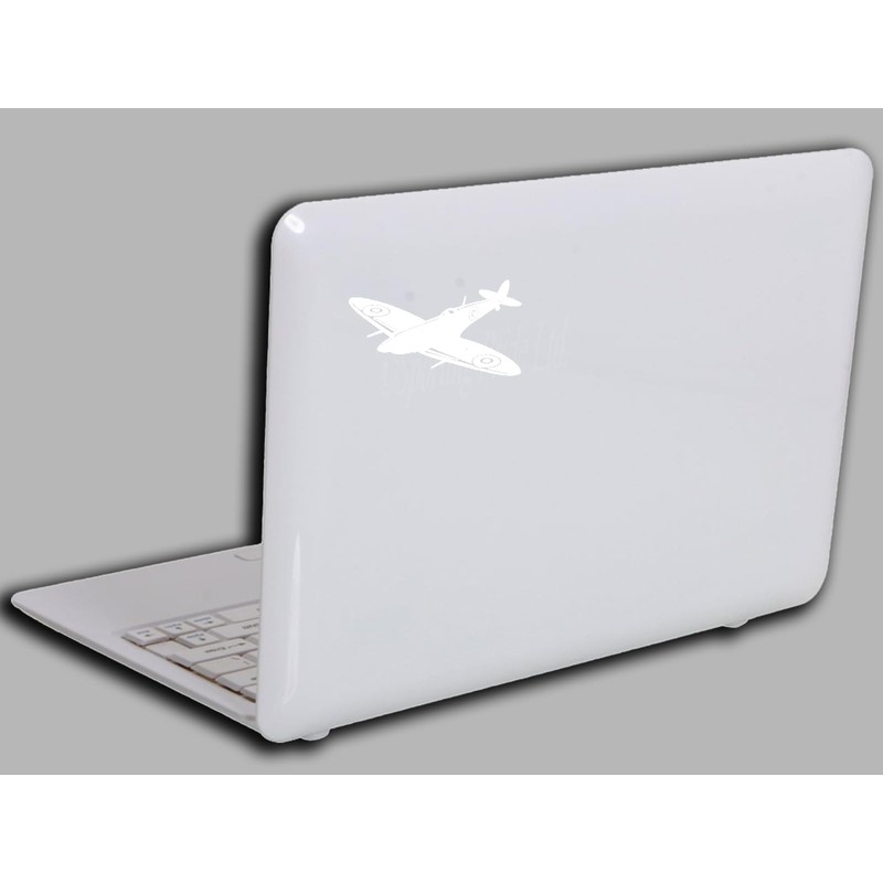 Spitfire Silhouette Vinyl Decal Sticker 4 inch Wide (100mm) (White)