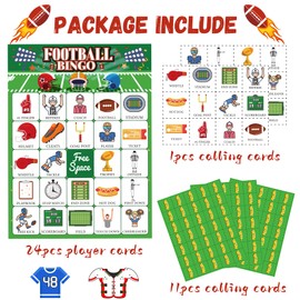 ViLeo Football Party Games Football Bingo for Adults Kids Football Games 24 Players Football Activities Football Birthday Party Supplies Favors