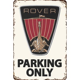 LUCKYLINDE Retro Tin Sign Suitable for Rover Oldtimer Fans and Lovers, Workshop and Garages Sign, 20 x 30 cm - Parking Only V2
