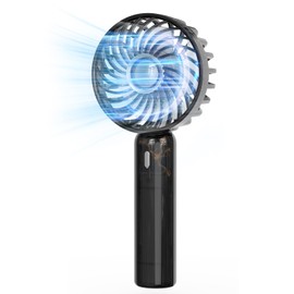 MZMSUTU Portable Mini Handheld Fan,Transparent Design Small Fan Adjustable USB Rechargeable 3 Speed Powerful Eyelash Fan For Stylish Kids Girls Women Men Indoor Outdoor Travelling (Transparent Black)