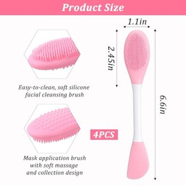 4 PCS Facial Cleansing Brush 2 in Silicone Face Scrubber Pore Brushs Face Scrub Brush for Exfoliating Massaging Remove Blackheads Applicator for Mud M
