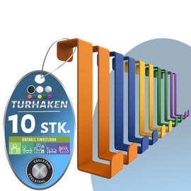 4happy Door Hooks for Hanging, Pack of 10 Heavy Duty Hooks for Hanging, Clothes Hooks Door Can be Used Individually or as Door Hook Rack, Door Coat Rack, Colour Colourful