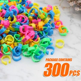 Hitefu 300PCS Bird Leg Rings, 8 mm Multi-Colour Numbered Chicken Leg Bands, Poultry Identification Foot Bands Clip on Leg Rings for Pigeons Bantam Dove Finch Duck Lovebird