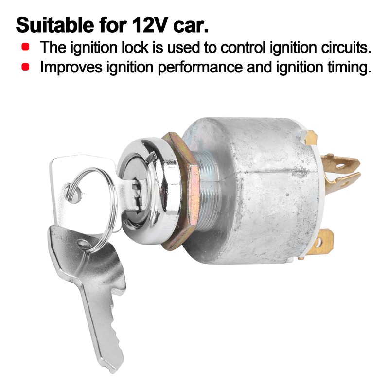 Universal Ignition Switch Lock Cylinder with Keys Aluminum Alloy Replacement