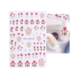 Tulip Flower Daisy Rose Nail Sticker Flowers Leaf Nail Decals Cs 141 Nail Wraps Art Stickers Manicure Supplies for Women for Home Nails Full Long Lasting Easy Apply and Remove