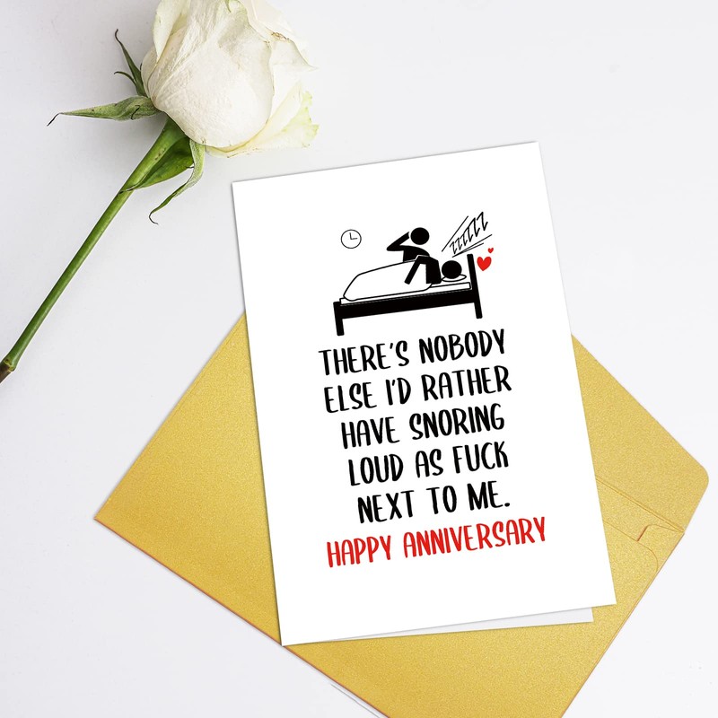 Funny Anniversary Card for Husband Wife, Humorous Snoring Anniversary Card,