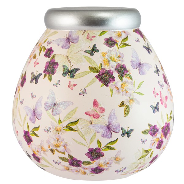 Pot Of Dreams Box | Butterfly Florals Money Pot | Break to Open Piggy Bank | Amusing Saving Jar or Keepsake for Home Décor for Women & Men | Ceramic | Light Pink, Multi, One Size