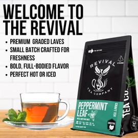 Revival Tea Company Peppermint Tea - Herbal Tea made from 100% Peppermint Leaf - Caffeine Free - 24 Tea Bags