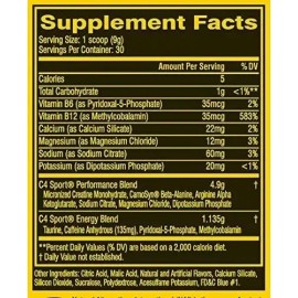 Cellucor C4 Sport Pre Entreno en Polvo 30 Servicios Sin Gluten y Vegano                                                                               