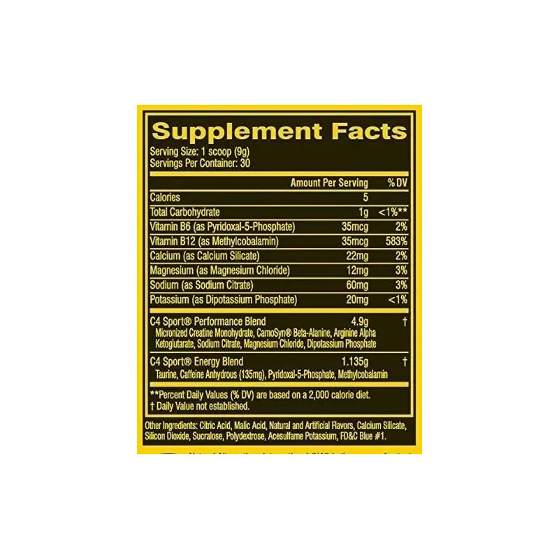 Cellucor C4 Sport Pre Entreno en Polvo 30 Servicios Sin