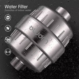 BWDM 15 Stage Shower Filter Shower Head Filter - Hard Water Filter,Remove Chlorine Heavy Metals and Other Sediments, Vitamin C Water Softener Reduces Dry Itchy Skin,Dandruff (Brushed Nickel)