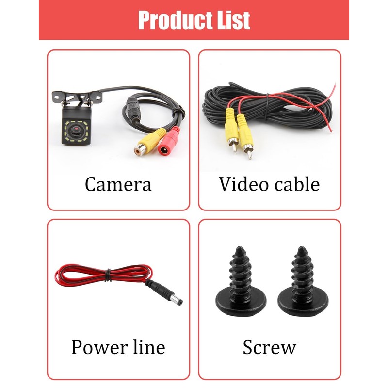 HD 1080P Reversing Camera with 6M Video Cable, 170° Wide