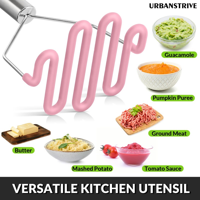 Urbanstrive Non-Scratch Silicone Potato Masher Kitchen Tool, Potatoes Masher Potato