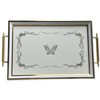 Hakan Rectangular Decorative Serving Tray 19x11.5-inch White-Butterfly with Glass Surface,