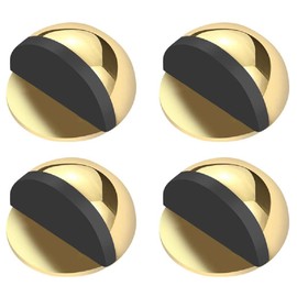 Pack of 4 Oval Floor Door Stops, Stainless Steel Floor Mounted Door Stopper with Screws to Protect Walls and Doors, Golden