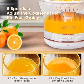 Electric Citrus Juicer, ZNOOAV Volume Pulp Control Citrus Juicer Extractor BPA-Free Easy Clean Compact Juicer for Oranges, Lemons, Limes (orange)
