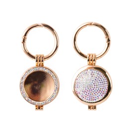 Compatible with AirTag Holder with Keychain,Sparkly Diamond Case Shockproof Protective Premium Bling Rhinestone Cover Skin (AB-Gold)