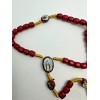 Devotional Saints Corded Wood Rosary - Red with Gold -