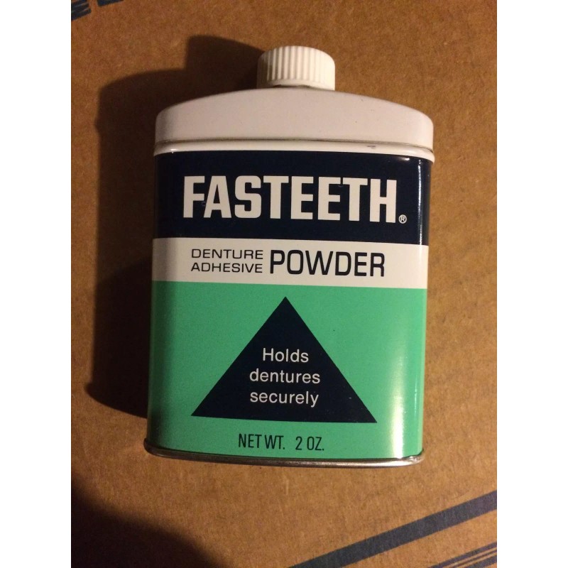 Vintage 1970's Fasteeth Denture Adhesive Powder Vick NY *New Old