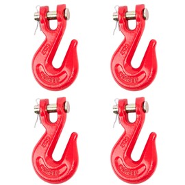 Lechansen 3/8'' G80 Chain Hook, 4 Pack Grade 80 Clevis J Grab Hook, 7,100 Lbs Working Load Limit, Tow Hooks Heavy Duty for G80 Transport Chain and Binders, Trailer Truck - Red