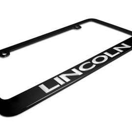 iPick Image for - Lincoln 3D Chrome Emblem on Black Metal License Plate Frame,
