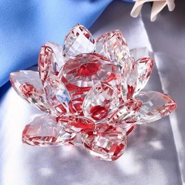 Crystal Glass Flower Lotus for Home, Office, Deck, Living Room, Table and ATC Decor - 13cm
