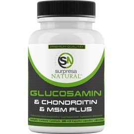 Surpresa Natural® Glucosamine, Chondroitin & MSM High Dose 4500mg Daily Dose, 1 Month Supply Laboratory Tested, 195 Capsules