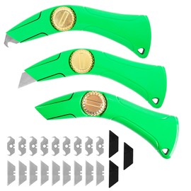 3 Pcs Roofing Knife with Hook Blade Carpet Knife Utility for Drywall, Vinyl, Carpet Cutting, Replacement Blades, Navajas para Roofing