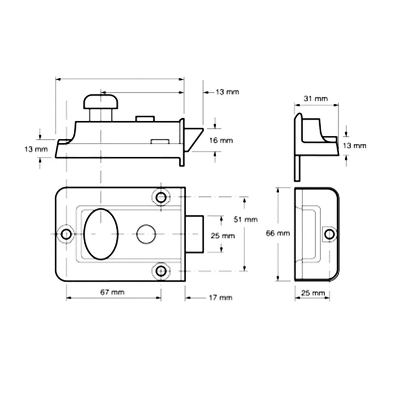 Yale YES-NL-CH Essentials Nightlatch, 60mm Backset, Chrome Finish