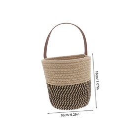 ULTECHNOVO Small Cotton Rope Hanging Basket with Handle Wall Mounted Woven Storage Organizer for Plants and Miscellaneous Items Space Saving Decorative Basket for Kitchen Office Bedroom