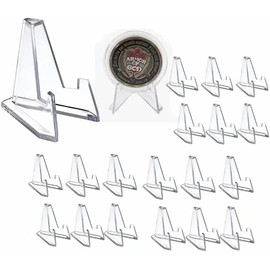 Gewaha 20 Pcs Mini Clear Acrylic Display Stands, 2.12 Inch Coin Display Easel Holder, Multifunctional for Coins, Medals, Cards, Business Cards