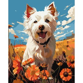 QYSFriday Paint by Numbers for Adults Beginner - Paint by Number Kits for Children Kids, Animal Painting by Numbers for Adults Beginner DIY Canvas Oil Painting Without Frame 16 x 20 Inch (Dog)