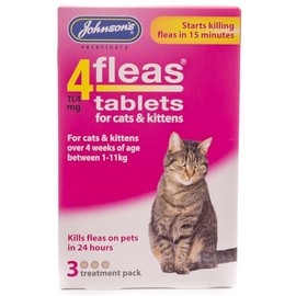 JOHNSONS 4FLEAS TABLETS FOR CATS AND KITTENS – 1KG TO 11KG – 3 TAB PACK - FLEA (X3 PACKS)