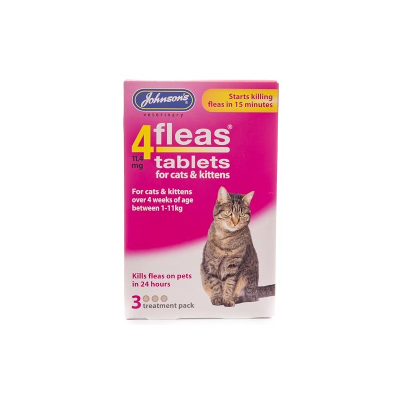 JOHNSONS 4FLEAS TABLETS FOR CATS AND KITTENS – 1KG TO