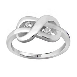 MATERIA by Matthias Wagner Jewellery Women's Ring Infinity Bow 925 Silver Ring Zirconia White, Zirconia, Cubic Zirconia