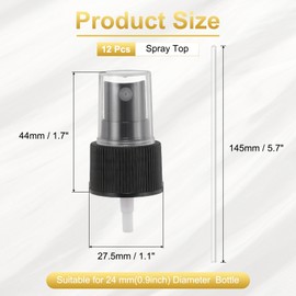 uxcell 12 Pcs Black Spray Top, 24/410 Fine Mist Sprayer Reusable Replacement Spray Bottle Pump Stripe Plastic Top for Essential Oil Hair and Body Sprays Bottle