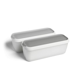 Set of 2 Ice Containers 1-Litre Ice Cream Container Freezer Container BPA-Free Food Grade, Grey - Scoop