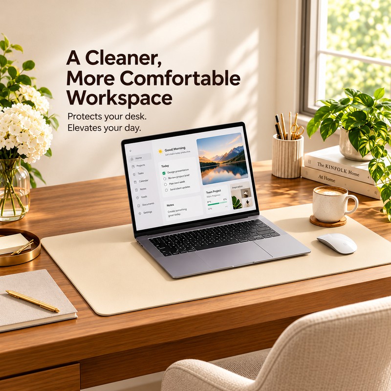 PU Leather Desk Pad for Writing and Mouse Use –