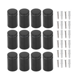 12Pcs Standoff Screws Stainless Steel Wall Mount Advertising Holder Acrylic Glass Nail Black