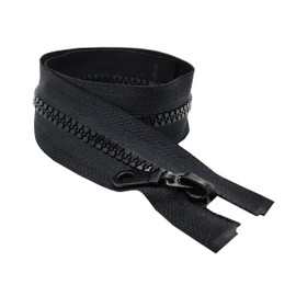 Black Chunky Zip Open-End Fastener Single Slider One Way Resin Zipper Size #5 Ideal for Jackets Fleeces Coats Replacement Zip Repair (50cm (19.7"))