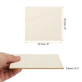 sourcing map 20pcs Unfinished Wooden Squares 5" x 5" x 0.1" Blank Wood Slices Cutouts Tiles for DIY Crafts Painting Coasters Home Decoration