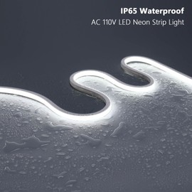 BENLUN AC 110V LED Neon Strip Light 32.8FT, 6000K Cool White Led Rope Lights Outdoor Silicone Waterproof, 10W/M Flexible Cuttable LED Strip for Bedroom Garden Commercial Living Room